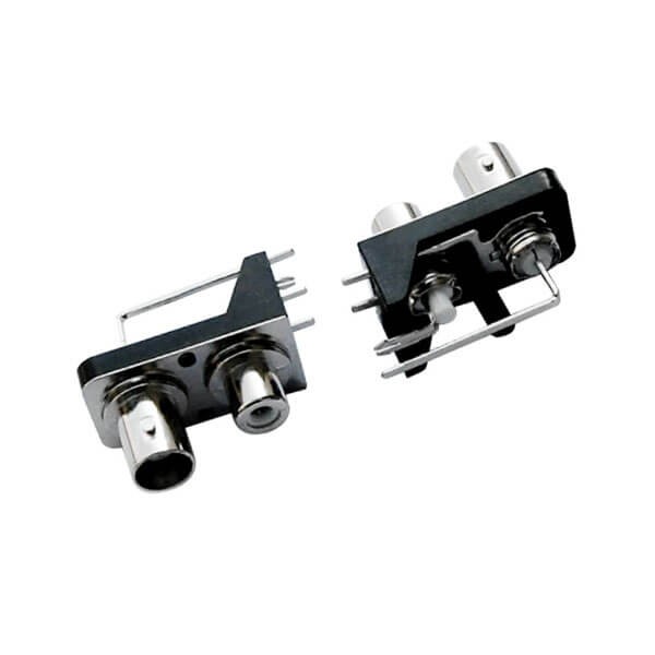 射頻pcb連接器帶RCA 絕緣同軸黑色塑膠外殼 彎式母頭