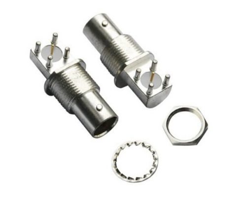 bnc 連接器 型號 方頭 5引腳彎式射頻同軸母頭穿墻 PCB板端