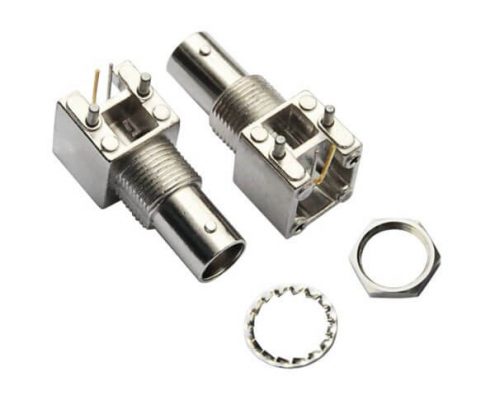 bnc型射頻同軸連接器 彎式鋅合金母頭 PCB板