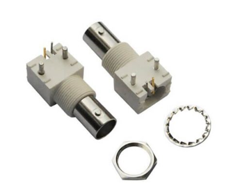 bnc 連接器 壓電 90度白色塑膠外殼絕緣母頭 PCB