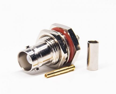 壓接型電連接器防水直式穿墻BNC射頻同軸接線