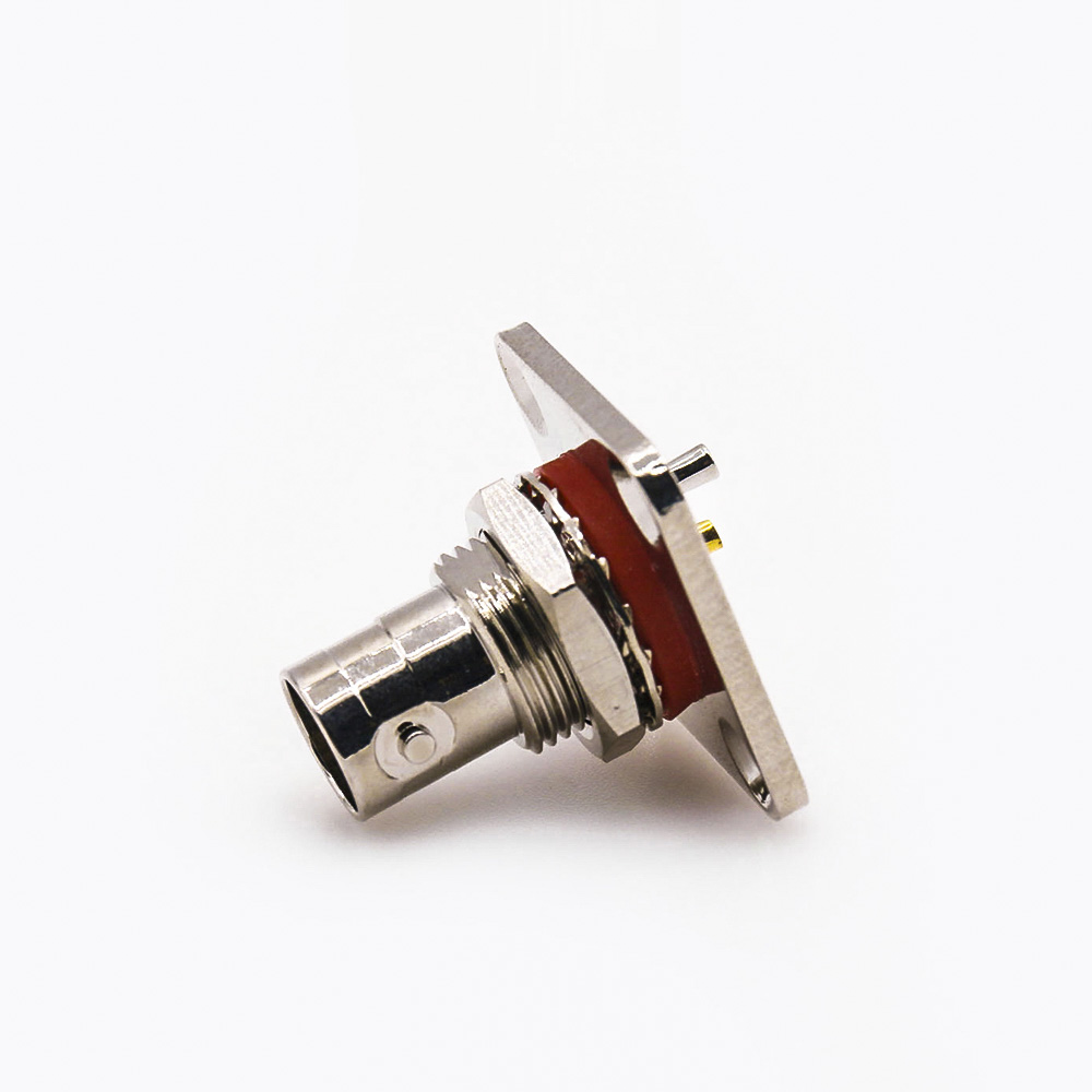 BNC底盤母頭連接器防水75Ω4孔法蘭直型前鎖穿墻焊接應接線