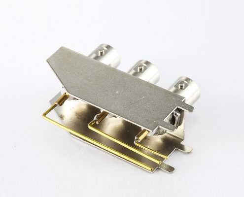 彎式PCB安裝BNC連接器三排母頭插孔50ohm