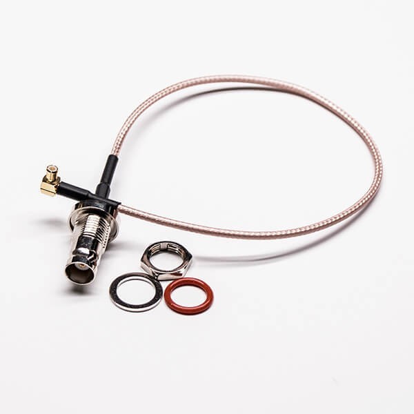 同軸線BNC頭穿墻母頭轉MCX彎式公頭接RG316線