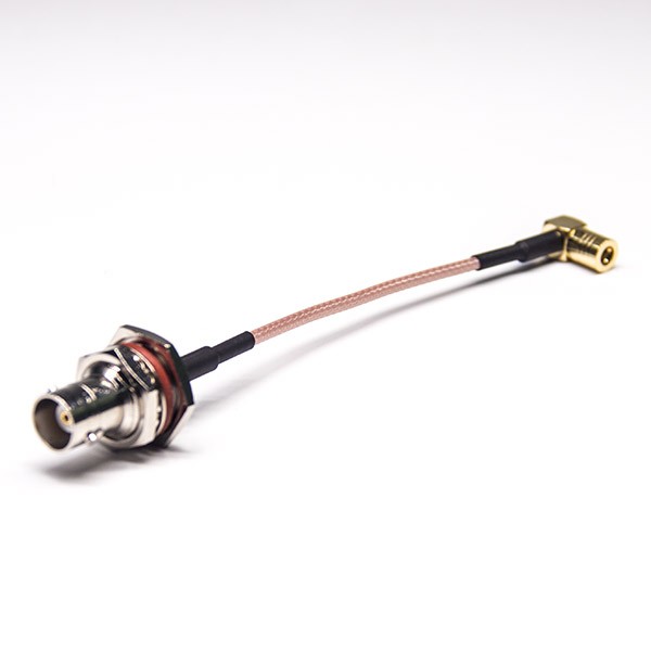 BNC同軸線大六角防水前鎖板母頭直式轉SMB公頭彎式接RG316線