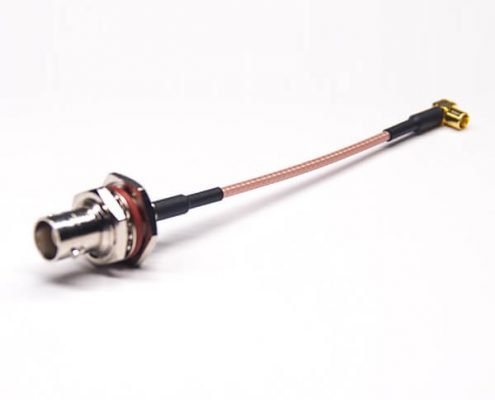 BNC視頻線前鎖板大六角防水母頭轉1.0/2.3 MCX母頭彎式接RG316線