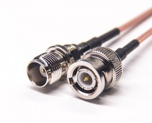 tnc和bnc同軸線纜連接器bnc180度公頭轉tnc直母頭接RG316線